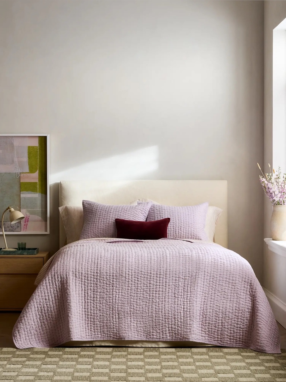 Quince European Linen Cotton Stitch Quilt ORCHID King $335